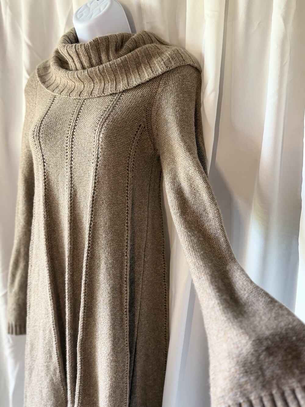 BCBGMAXAZRIA Brown Wool Cashmere Cowl Neck Sweater Dress XXS Old Money